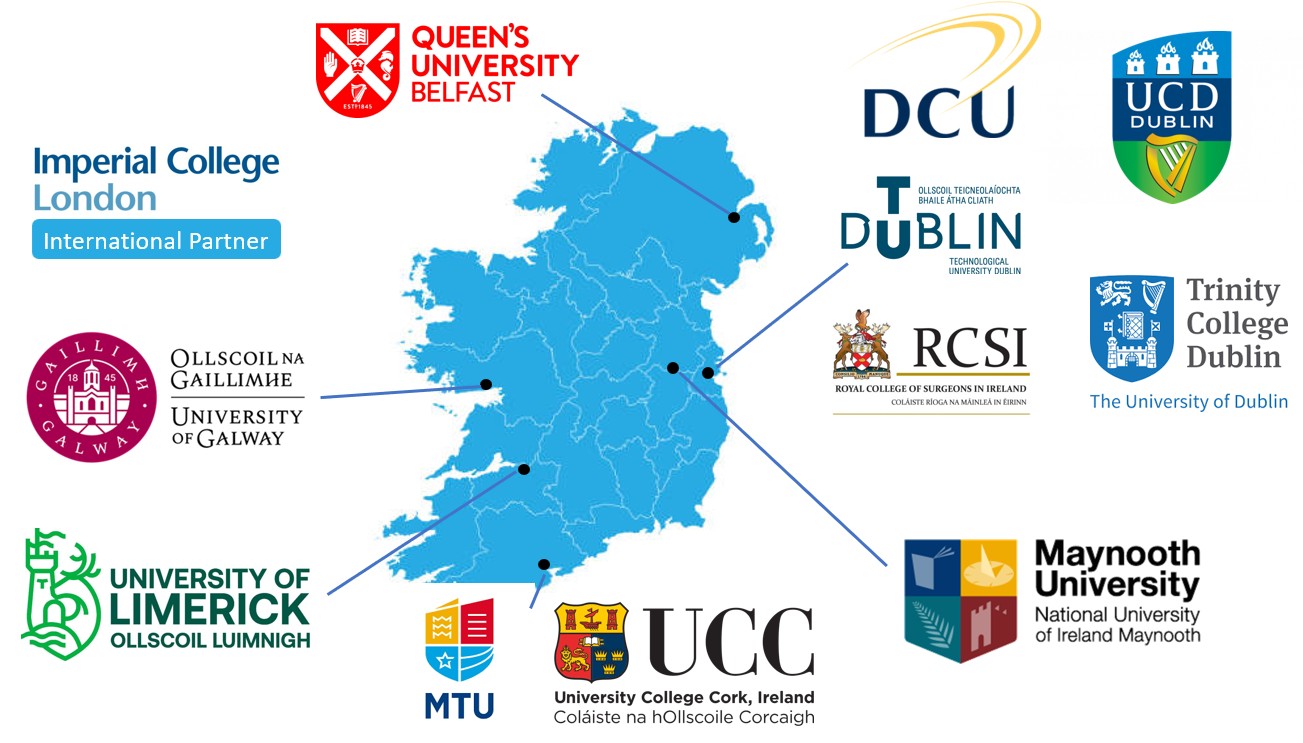 All Ireland Network Universities Map